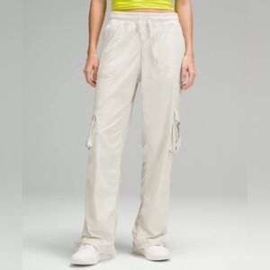 Lululemon Dance Studio Relaxed Fit Mid Rise Cargo Pant Bone White Stripe Medium